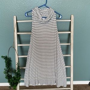 Striped cowl neck sleeveless sweater dress, L